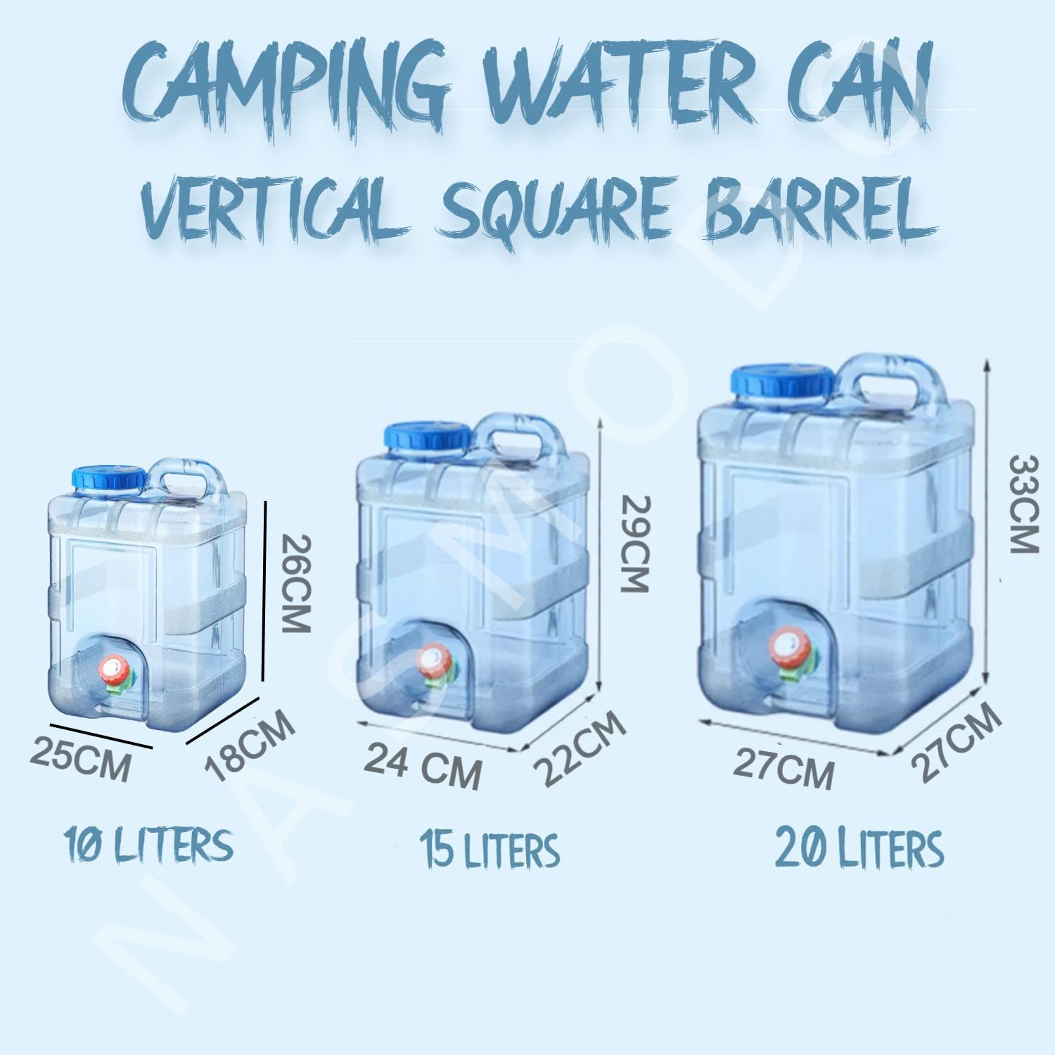 Nasmodo 20 Litre Camping Water Can with Tap Portable Camping Picnic Hiking Camping Water Tank Storage Container for Travelling W